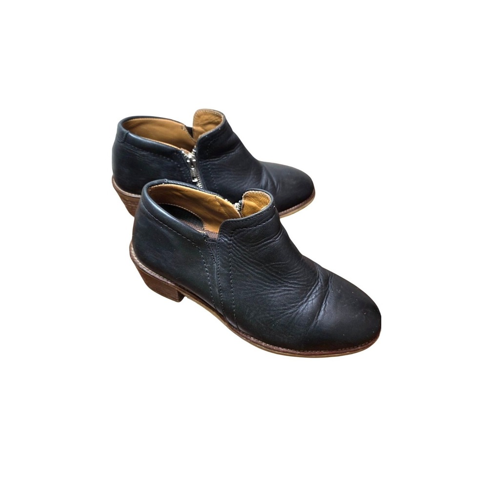 Xena Gravity Women's 8.5 Black Leather Grunge Whimsy Ankle Boots Side Zippers